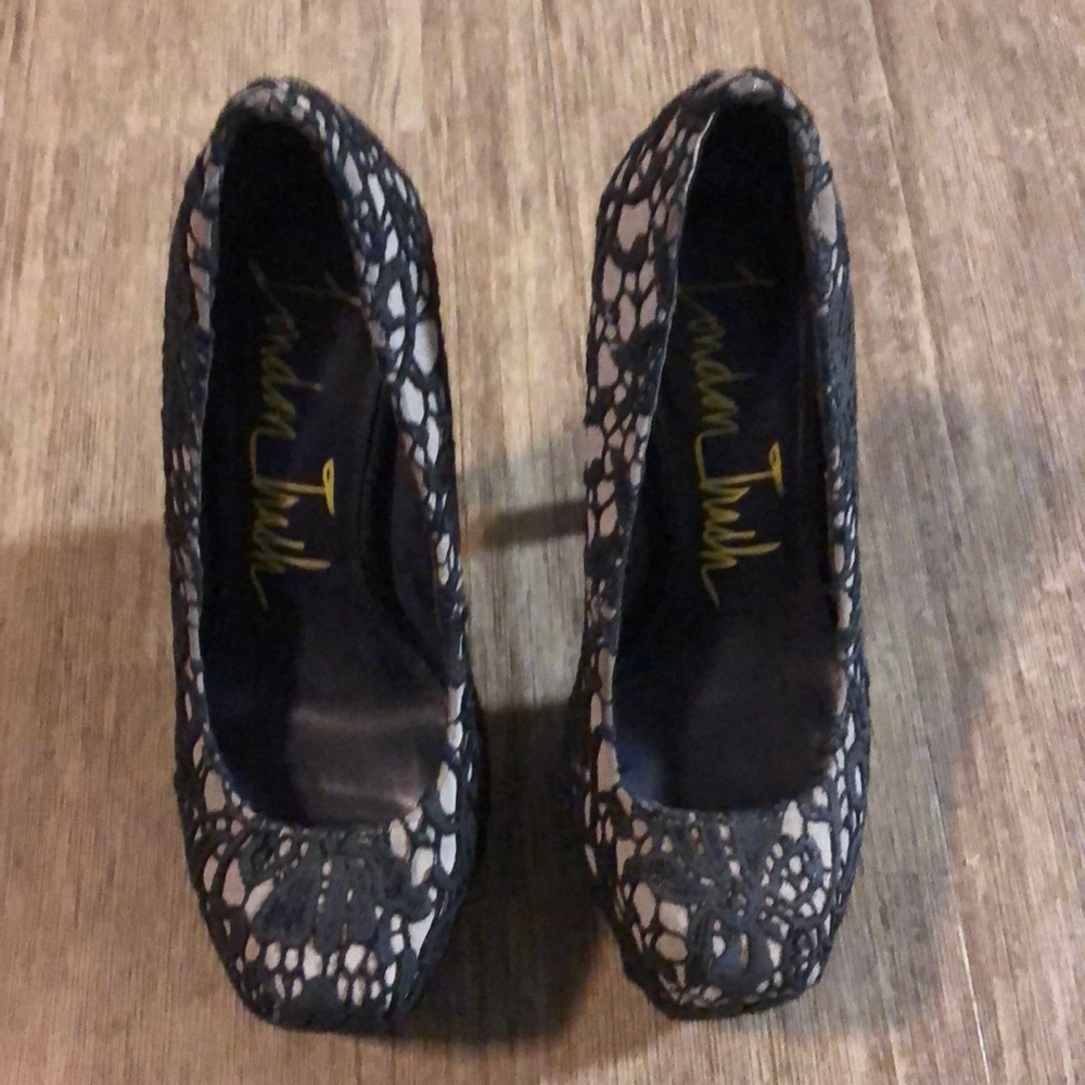 Black and Gray Lace High Heels